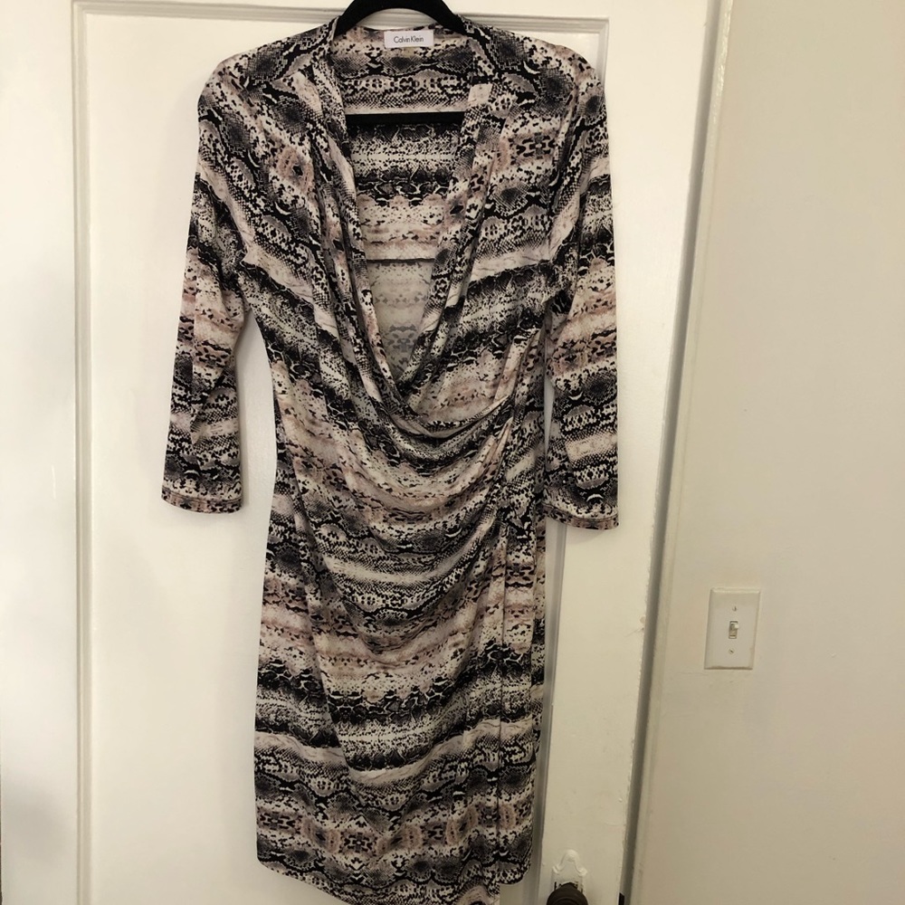 Calvin Klein Wrap Dress Snake Skin Print